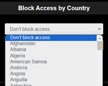 Block access to users in these countries